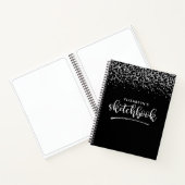 Elegant Black Silver Glitter Artist Sketchbook Notitieboek (Binnen)