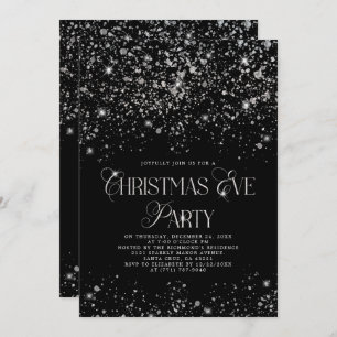 Elegant Black Silver Glitter-kerstfeest Kaart