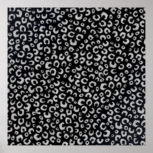 Elegant Black Silver Glitter Leopard Animal Print (Voorkant)