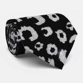 Elegant Black Silver Glitter Leopard Animal Print Stropdas (Opgerold)