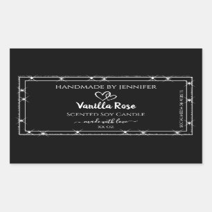 Elegant Black Silver Glitter Stars Product Labels