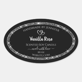 Elegant Black Silver Glitter Stars Product Labels