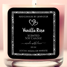 Elegant Black Silver Glitter Stars Product Labels