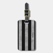 Elegant Black Silver Glitter Striped Bagagelabel (Voorkant verticaal)