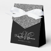 Elegant Black Silver Glitter Weddenschap Hartelijk Bedankdoosjes (Voorkant Zijde)