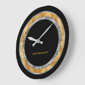 Elegant Black Silver Gold Foil op maat gemaakt Grote Klok (Hoek)