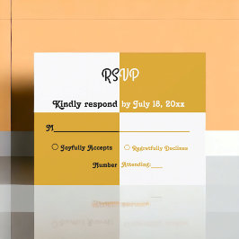 Elegant Black Silver Gold Modern Simple Wedding RSVP Kaartje