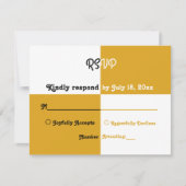Elegant Black Silver Gold Modern Simple Wedding RSVP Kaartje (Voorkant)