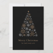 Elegant Black Silver Gold Script Christmas Tree Feestdagenkaart (Voorkant)