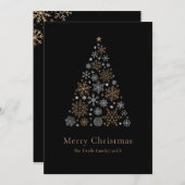 Elegant Black Silver Gold Script Christmas Tree Feestdagenkaart (Voorkant / Achterkant)