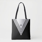 Elegant Black & Silver Grey Geometric Shapes Tote Bag (Voorkant)