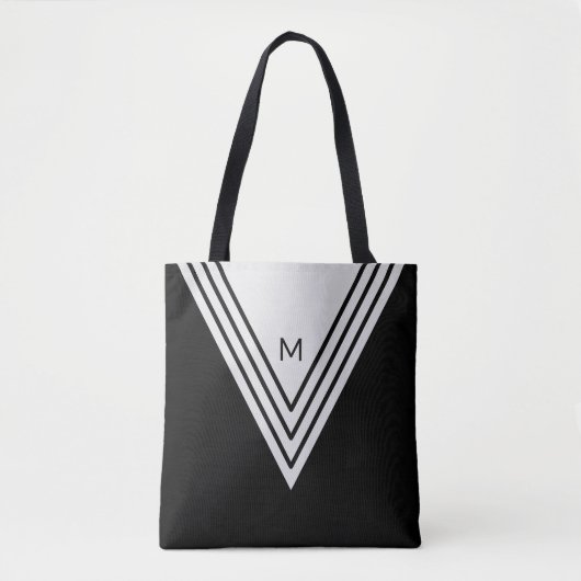 Elegant Black & Silver Grey Geometric Shapes Tote Bag (Voorkant)