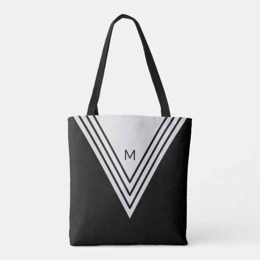 Elegant Black & Silver Grey Geometric Shapes Tote Bag (Achterkant)