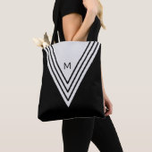 Elegant Black & Silver Grey Geometric Shapes Tote Bag (Dichtbij)