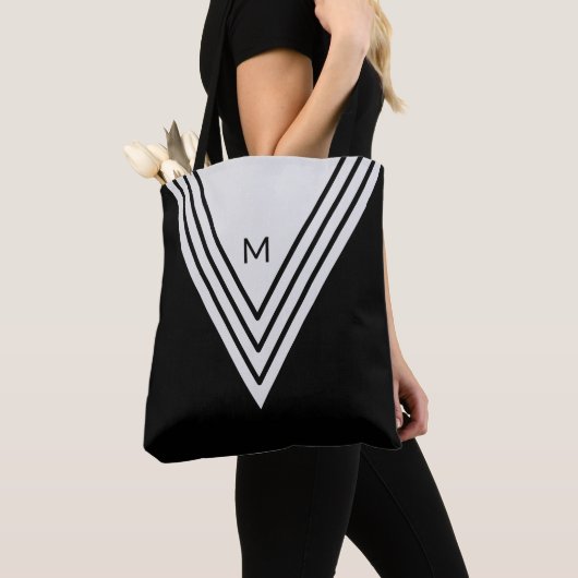 Elegant Black & Silver Grey Geometric Shapes Tote Bag (Dichtbij)