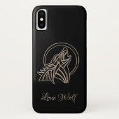 Elegant Black Silver Grey Howling Lone Wolf Case-Mate iPhone Case (Achterkant)