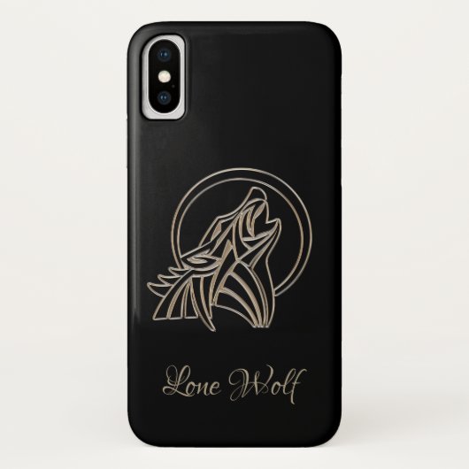 Elegant Black Silver Grey Howling Lone Wolf Case-Mate iPhone Case (Achterkant)