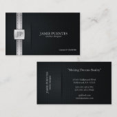 Elegant Black & Silver Interior Designer Visitekaartje (Voorkant / Achterkant)