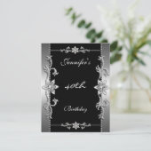 Elegant Black Silver Jewel 40th Kaart (Staand voorkant)