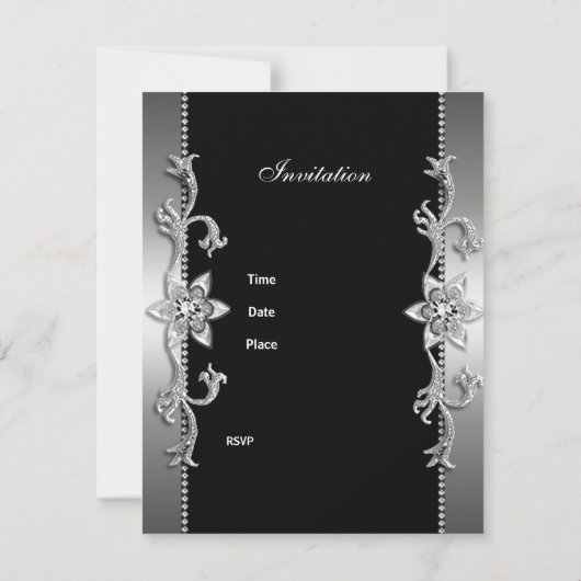 Elegant Black Silver Jewel 40th Kaart (Achterkant)