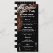 Elegant Black & Silver-kerstmenu met Snowman Menu (Voorkant / Achterkant)