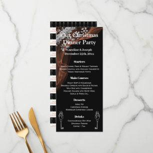 Elegant Black & Silver-kerstmenu met Snowman Menu