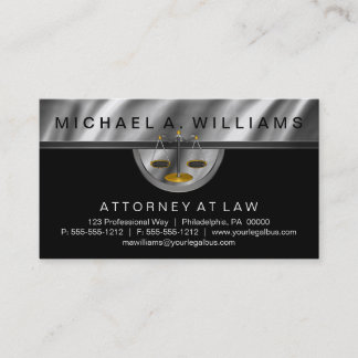 Elegant Black | Silver Lawyer Legal Law Business Visitekaartje