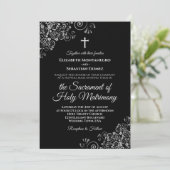 Elegant Black & Silver Modern katholieke bruiloft Kaart (Staand voorkant)