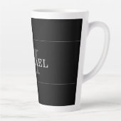 Elegant Black Silver Monogram Name Personalized Latte Mok (Rechts)