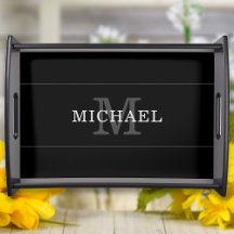 Elegant Black Silver Monogram Name Persoonlijk