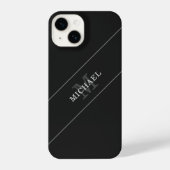 Elegant Black Silver Monogram Name Persoonlijk iPhone Hoesje (Achterkant)