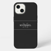 Elegant Black Silver Monogram Name Persoonlijk iPhone Hoesje (Achterkant)