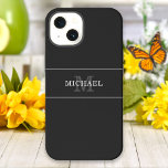 Elegant Black Silver Monogram Name Persoonlijk iPhone 13 Hoesje<br><div class="desc">Pas de tekst aan en creëer eenvoudig uw gepersonaliseerde iPhone-hoesje. Klik op BEWERKEN en klik vervolgens op ACHTERGROND BEWERKEN om de achtergrondkleur te wijzigen. U kunt DIT ONTWERP OVERDRAGEN op andere Zazzle-producten en het aanpassen aan de meeste Zazzle-items. Standaard Studio-design zijn gemaakt in grafische oplossingen met hoge resolutie voor professioneel...</div>