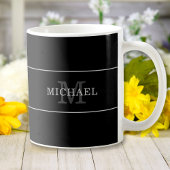 Elegant Black Silver Monogram Name Persoonlijk Koffiemok