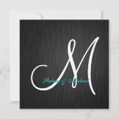 Elegant Black & Silver Monogram Weddenschap Kaart (Voorkant)