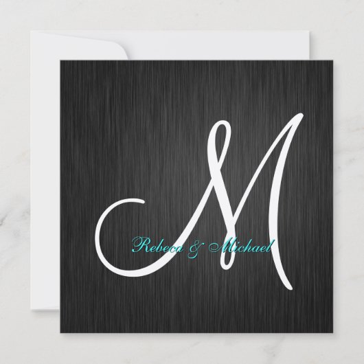 Elegant Black & Silver Monogram Weddenschap Kaart (Voorkant)