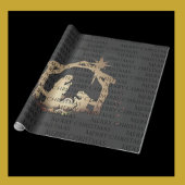 Elegant Black Silver Natitivity Merry Kerstmis Cadeaupapier