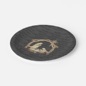 Elegant Black Silver Natitivity Merry Kerstmis Papieren Bordje (Gekanteld)