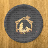 Elegant Black Silver Natitivity Merry Kerstmis Papieren Bordje