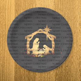 Elegant Black Silver Natitivity Merry Kerstmis Papieren Bordje