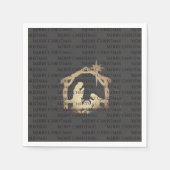 Elegant Black Silver Natitivity Merry Kerstmis Servet (Voorkant)