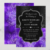 Elegant Black Silver Purple Glitter Wedding Kaart (Voorkant / Achterkant)