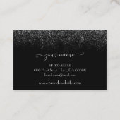 Elegant Black Silver Rain Soft Glitter Cosmetics Visitekaartje (Achterkant)