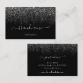 Elegant Black Silver Rain Soft Glitter Cosmetics Visitekaartje (Voorkant / Achterkant)