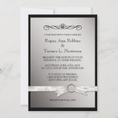 Elegant Black Silver Ribbon Wedding Kaart (Voorkant)