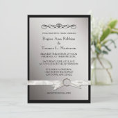 Elegant Black Silver Ribbon Wedding Kaart (Staand voorkant)