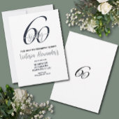 Elegant Black Silver Script 60th Birthday Kaart