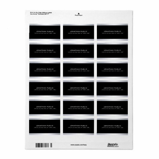 Elegant Black Silver Simple Modern Trendy Plain Etiket (Full Sheet)