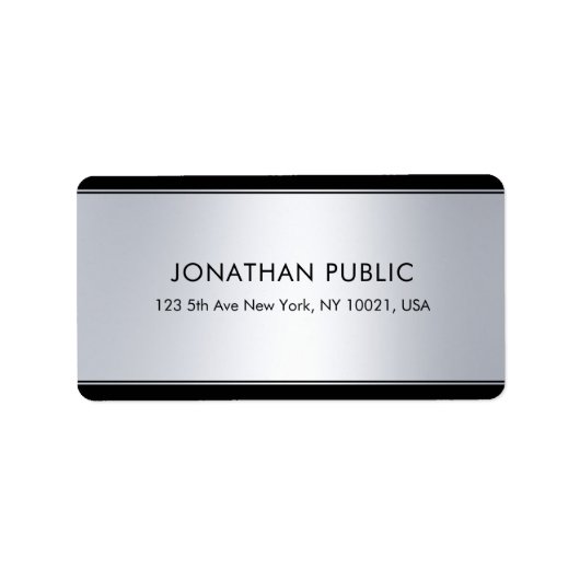Elegant Black Silver Sjabloon Adres Etiket (Voorkant)