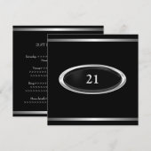 Elegant Black Silver Stripe 21st Birthday Male Kaart (Voorkant / Achterkant)